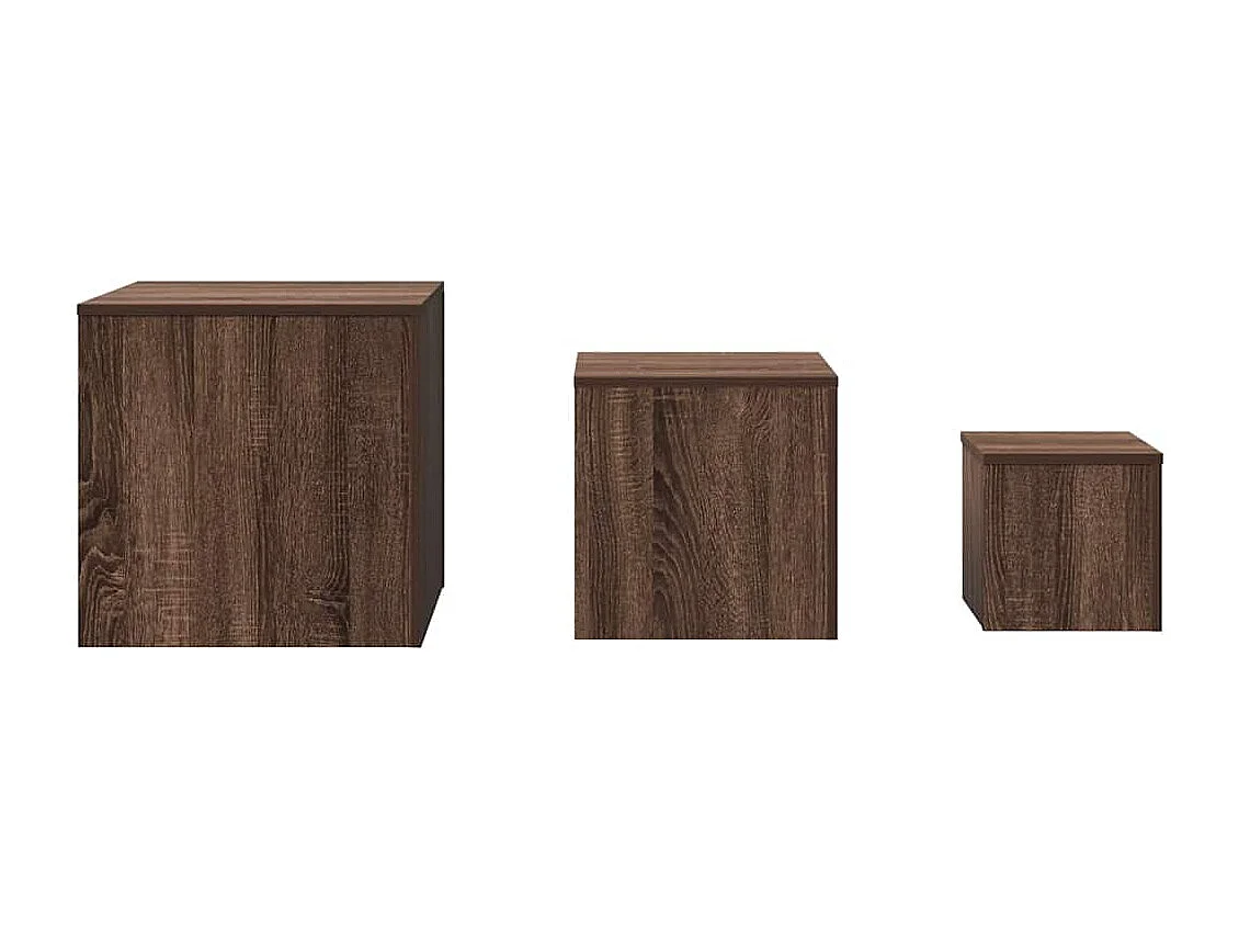 Bijzettafels 3 st bewerkt hout bruin eikenkleur