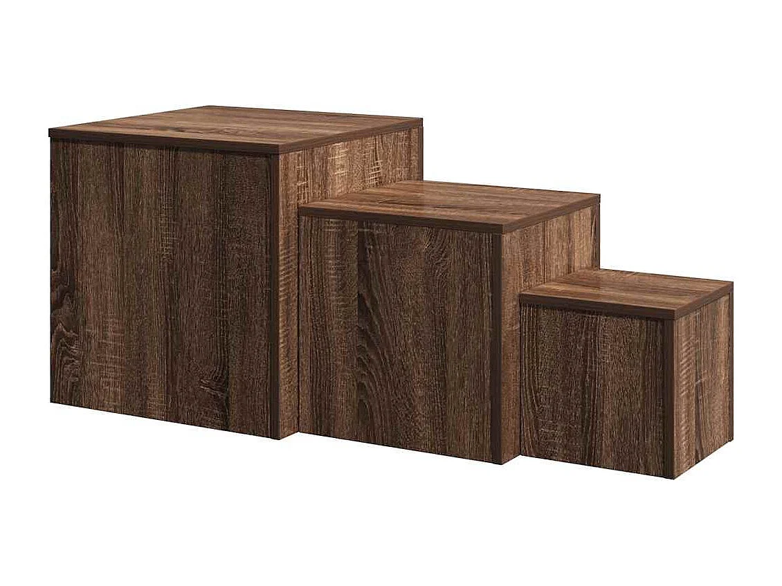 Bijzettafels 3 st bewerkt hout bruin eikenkleur