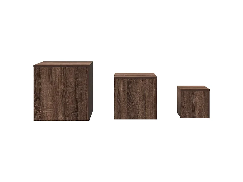 Bijzettafels 3 st bewerkt hout bruin eikenkleur