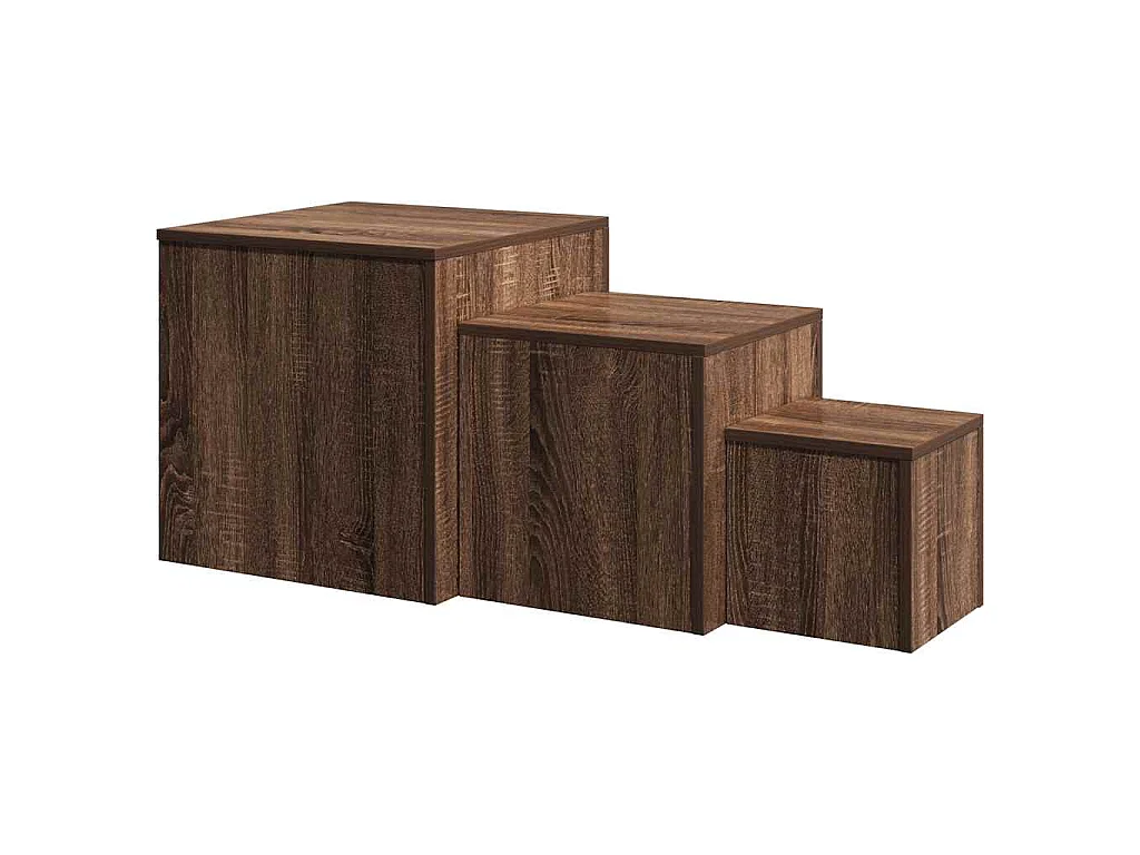 Bijzettafels 3 st bewerkt hout bruin eikenkleur