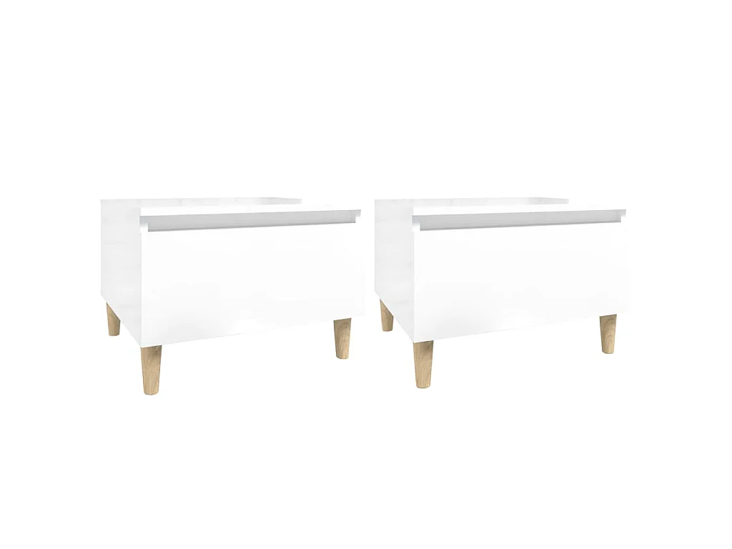 Tables d'appoint 2pcs Blanc brillant 50x46x35cm Bois ingénierie