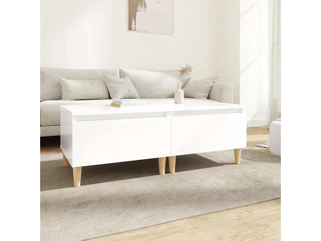 Tables d'appoint 2pcs Blanc brillant 50x46x35cm Bois ingénierie