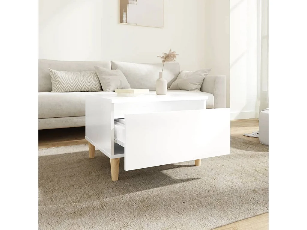 Tables d'appoint 2pcs Blanc brillant 50x46x35cm Bois ingénierie