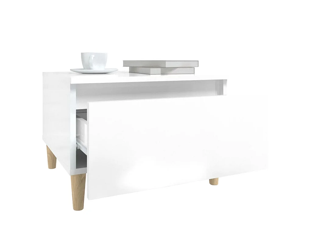 Tables d'appoint 2pcs Blanc brillant 50x46x35cm Bois ingénierie