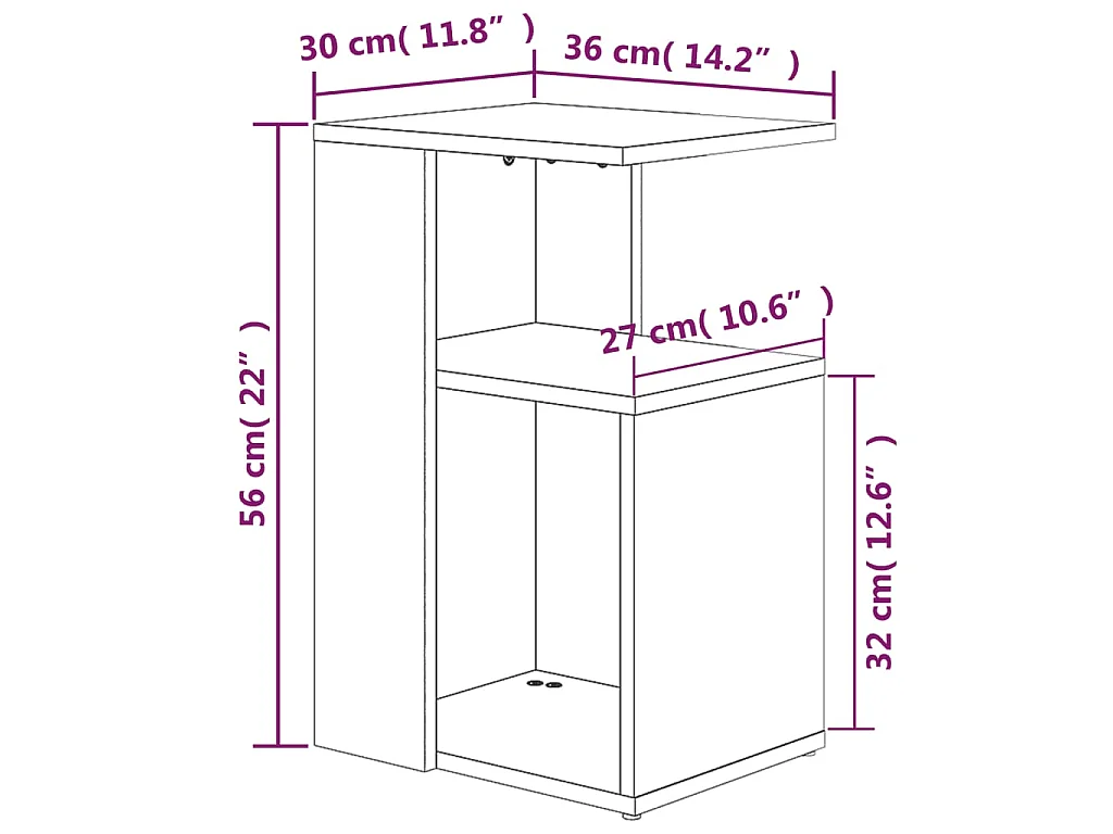 Table d'appoint Sonoma gris 36x30x56 cm Bois d'ingénierie