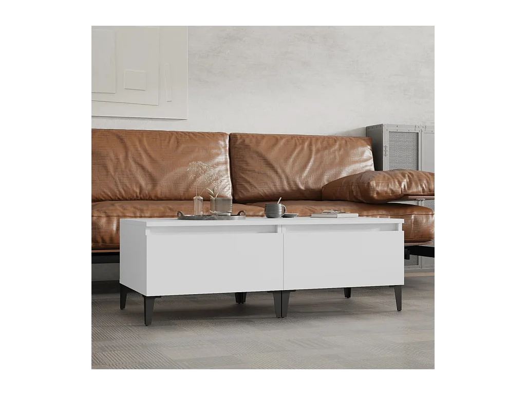 Tables d'appoint 2 pcs Blanc 50x46x35 cm Bois d'ingénierie