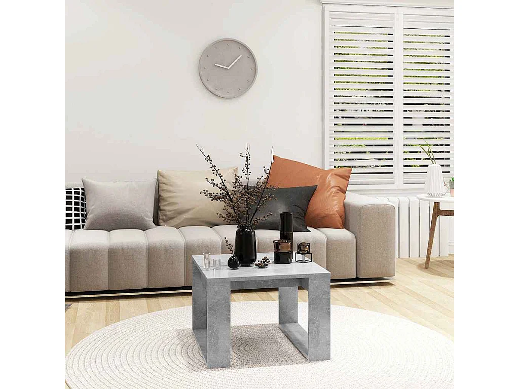 Bijzettafel 50x50x35 cm bewerkt hout betongrijs