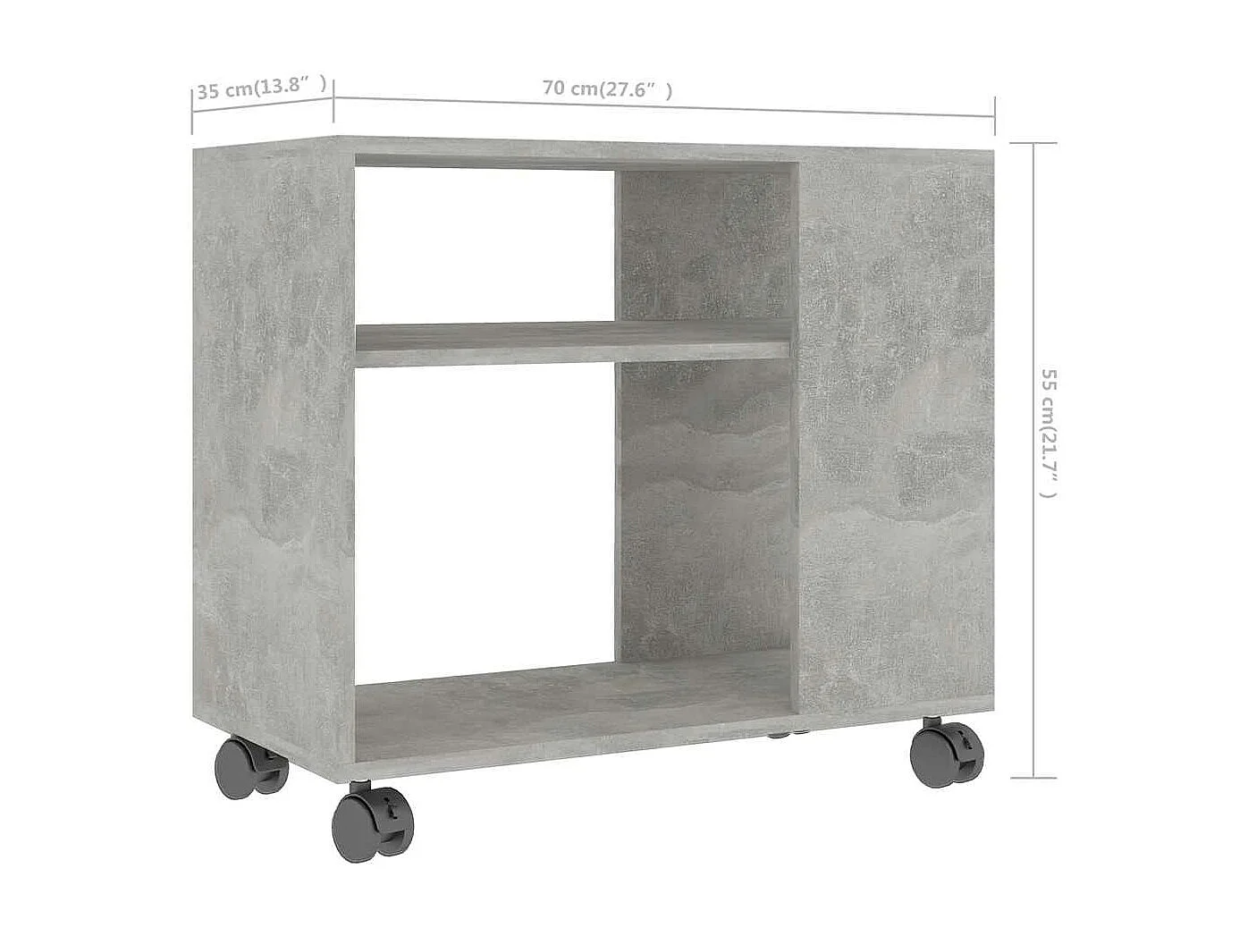 Bijzettafel 70x35x55 cm bewerkt hout betongrijs