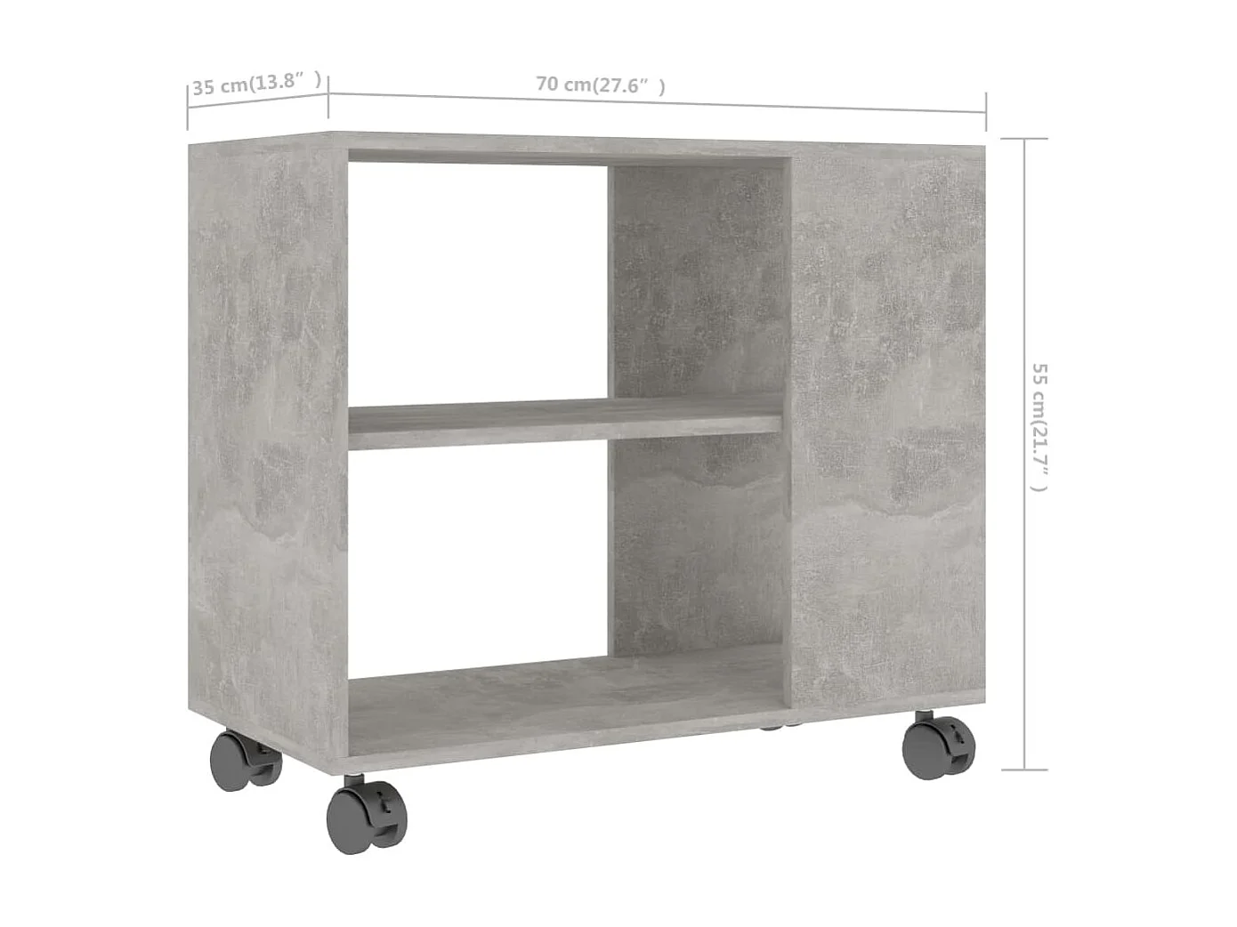 Bijzettafel 70x35x55 cm bewerkt hout betongrijs