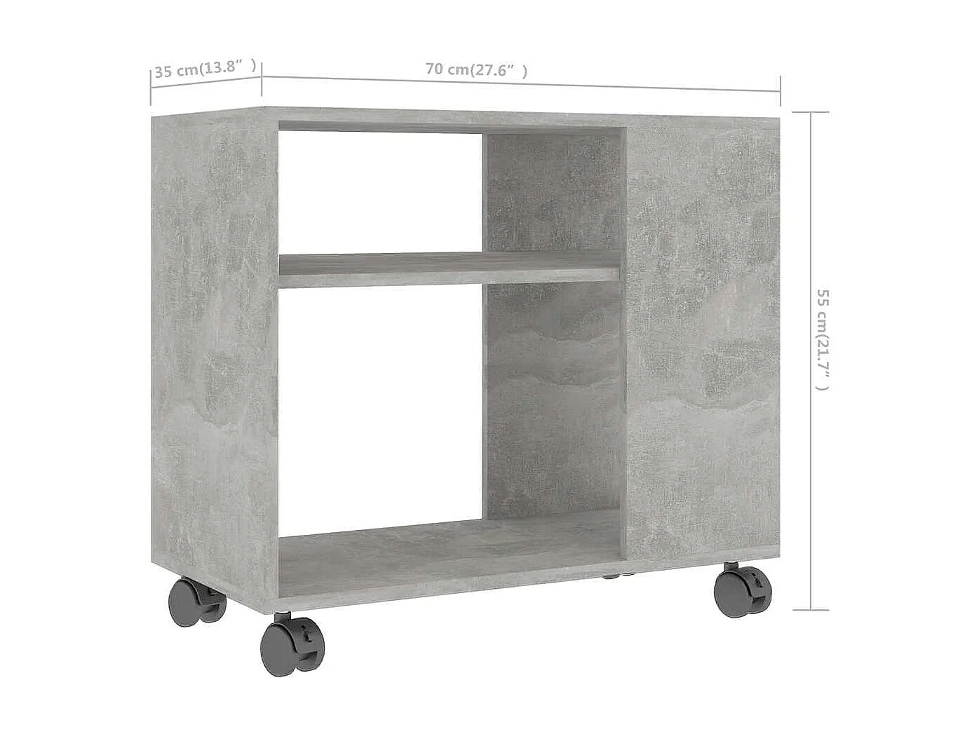 Bijzettafel 70x35x55 cm bewerkt hout betongrijs