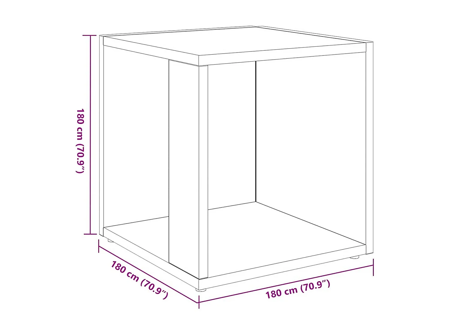 Bijzettafel 33x33x34,5 cm bewerkt hout betongrijs