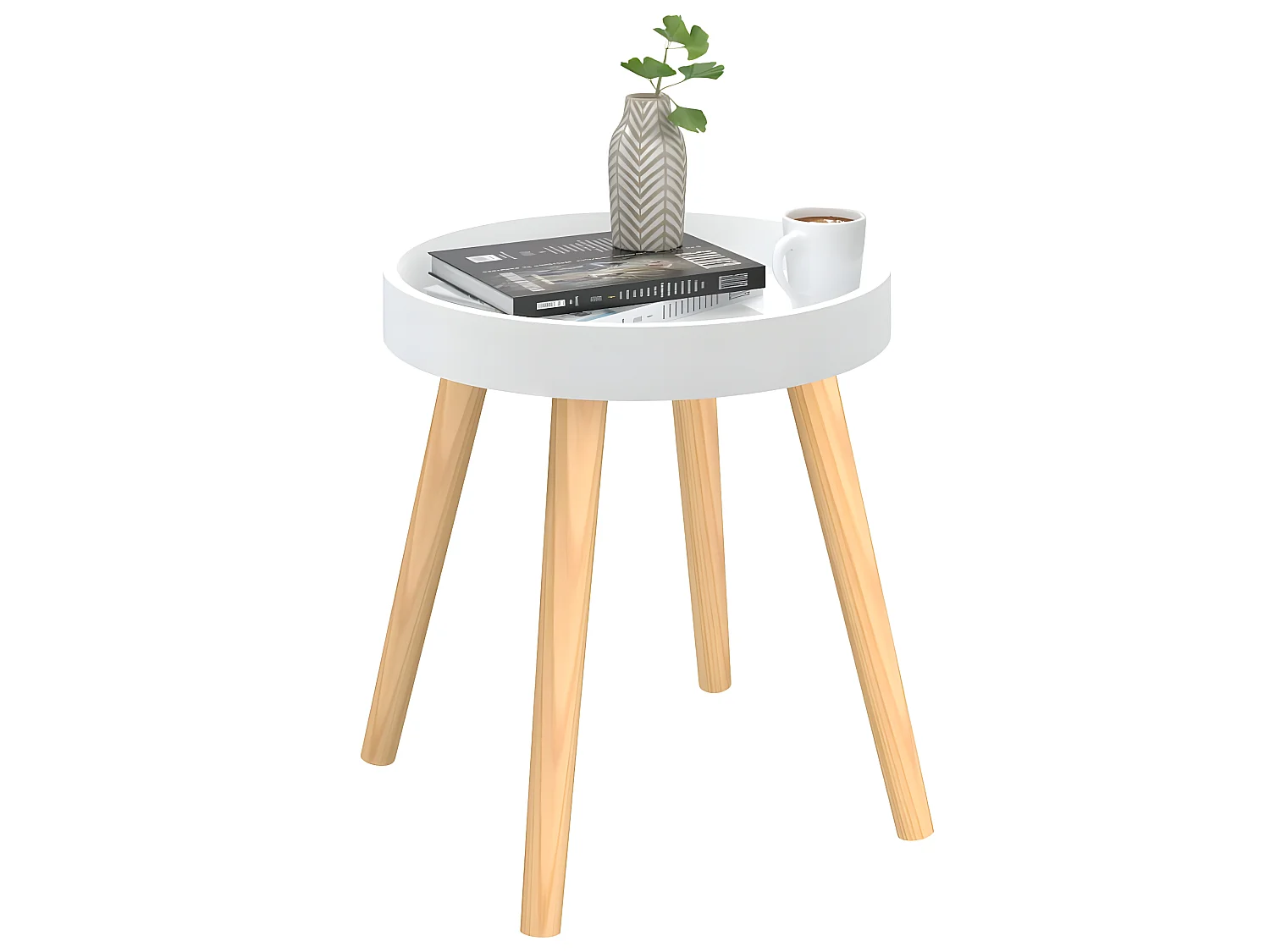 Table d'appoint Blanc 38x38x40 cm Bois ingénierie et pin massif