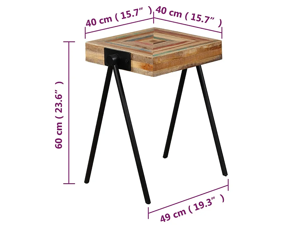 Table d'appoint Teck massif de récupération