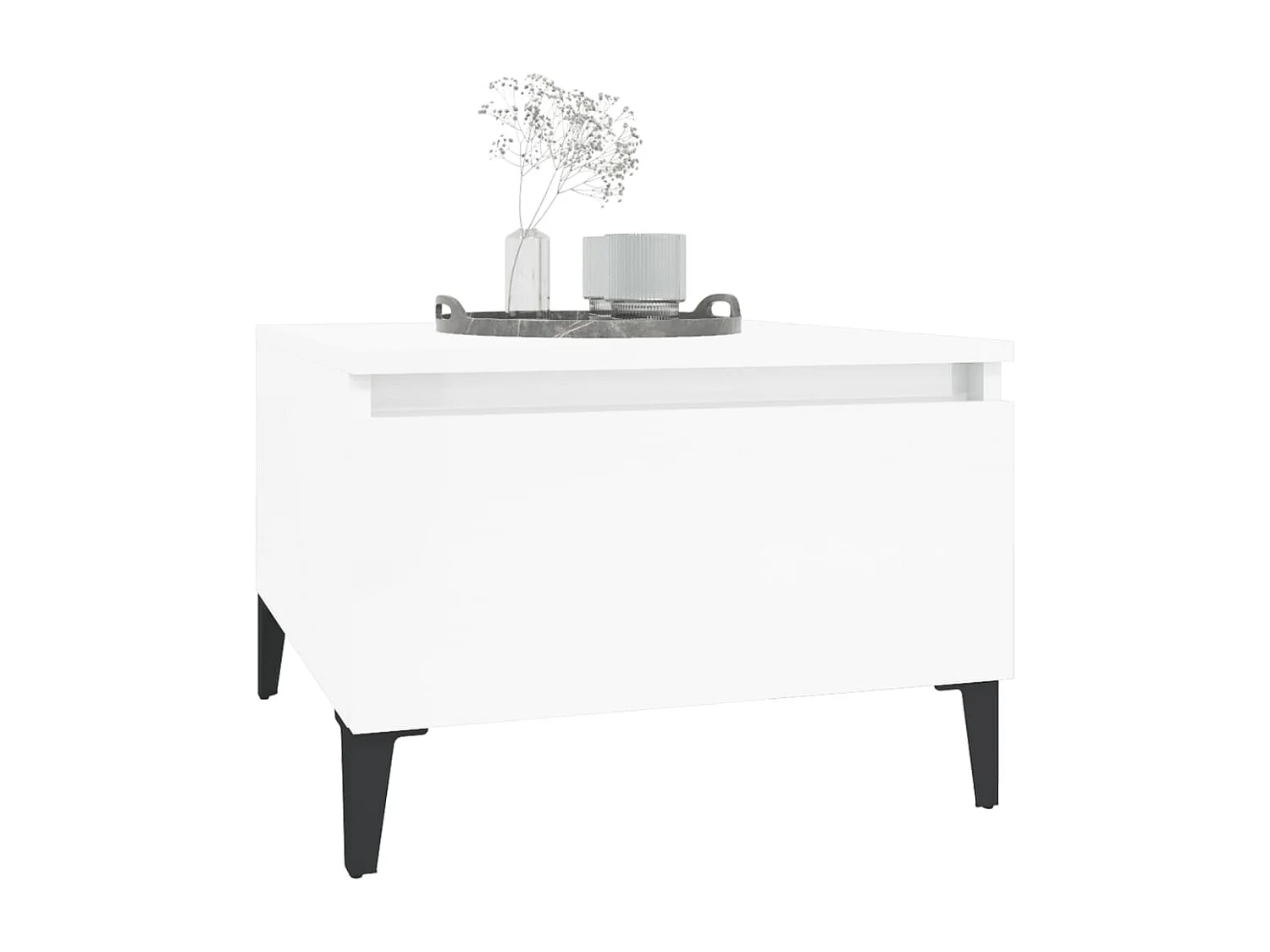 Bijzettafel 50x46x35 cm bewerkt hout hoogglans wit