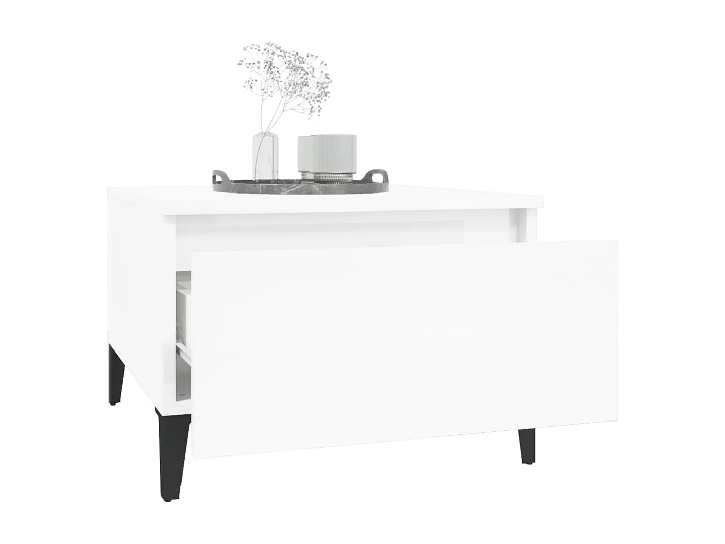 Bijzettafel 50x46x35 cm bewerkt hout hoogglans wit