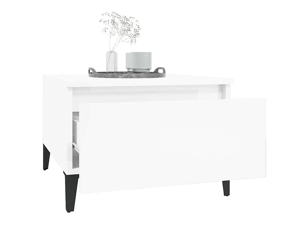 Bijzettafel 50x46x35 cm bewerkt hout hoogglans wit