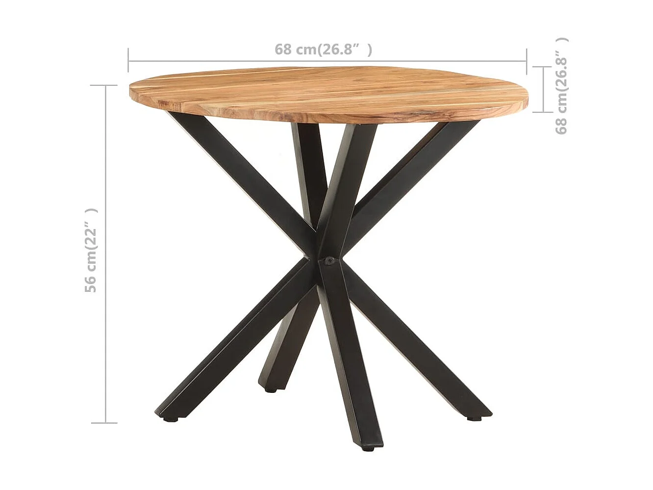 Bijzettafel 68x68x56 cm massief acaciahout