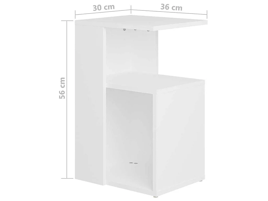 Mesa auxiliar de madera contrachapada blanco 36x30x56 cm