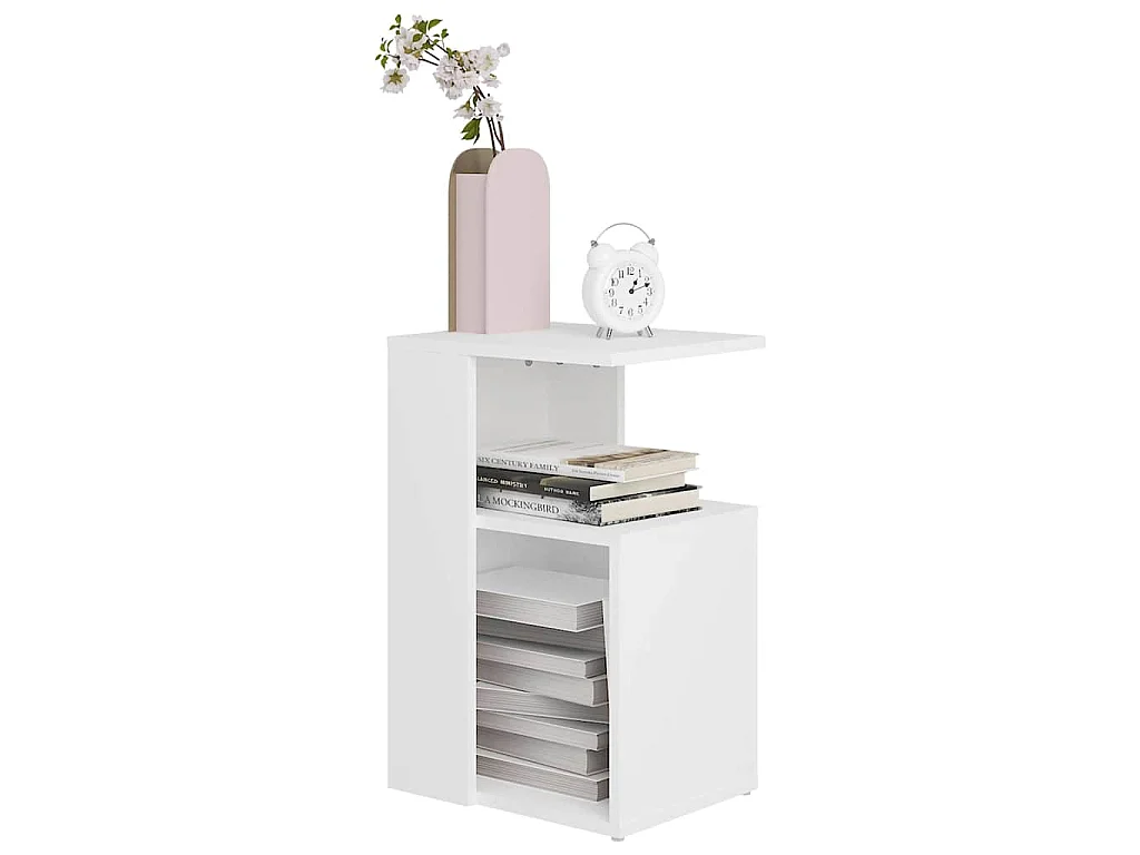 Table d'appoint Blanc 36x30x56 cm Bois d’ingénierie