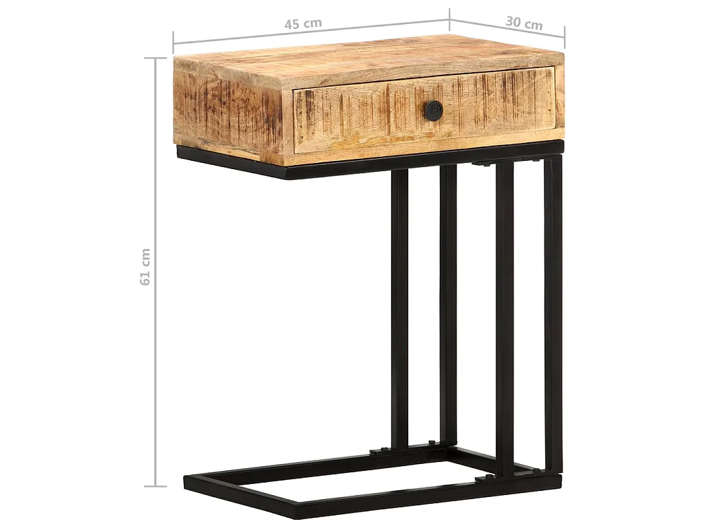 Bijzettafel U-vormig 45x30x61 cm massief mangohout