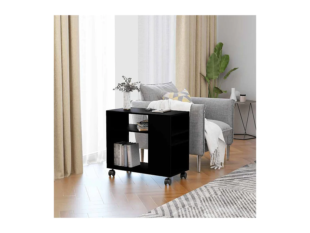 Tavolino da Salotto Nero 70x35x55 cm in Legno Multistrato