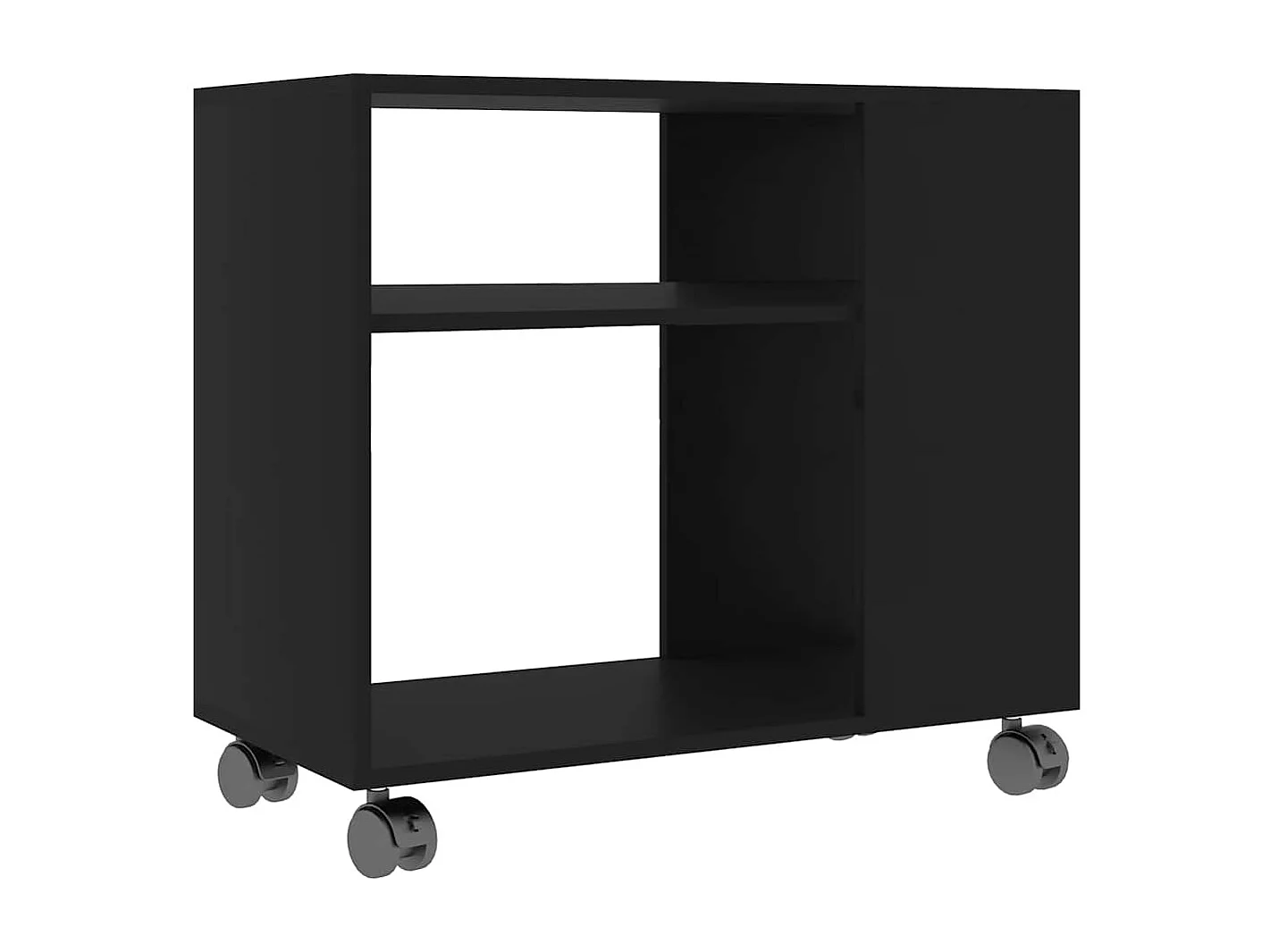 Mesa auxiliar de madera contrachapada negro 70x35x55 cm