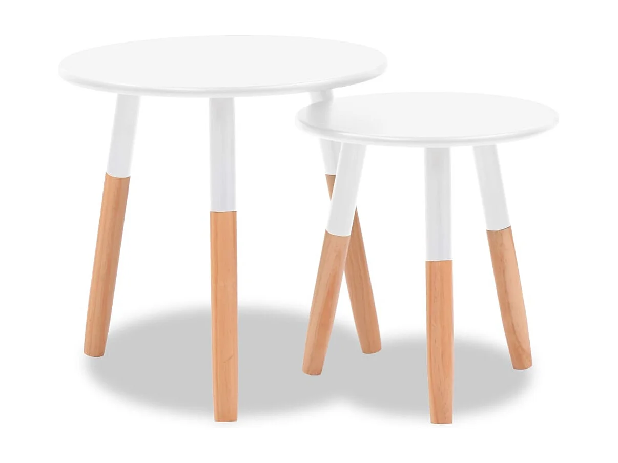 Ensemble de tables d'appoint 2 pcs Bois de pin massif Blanc