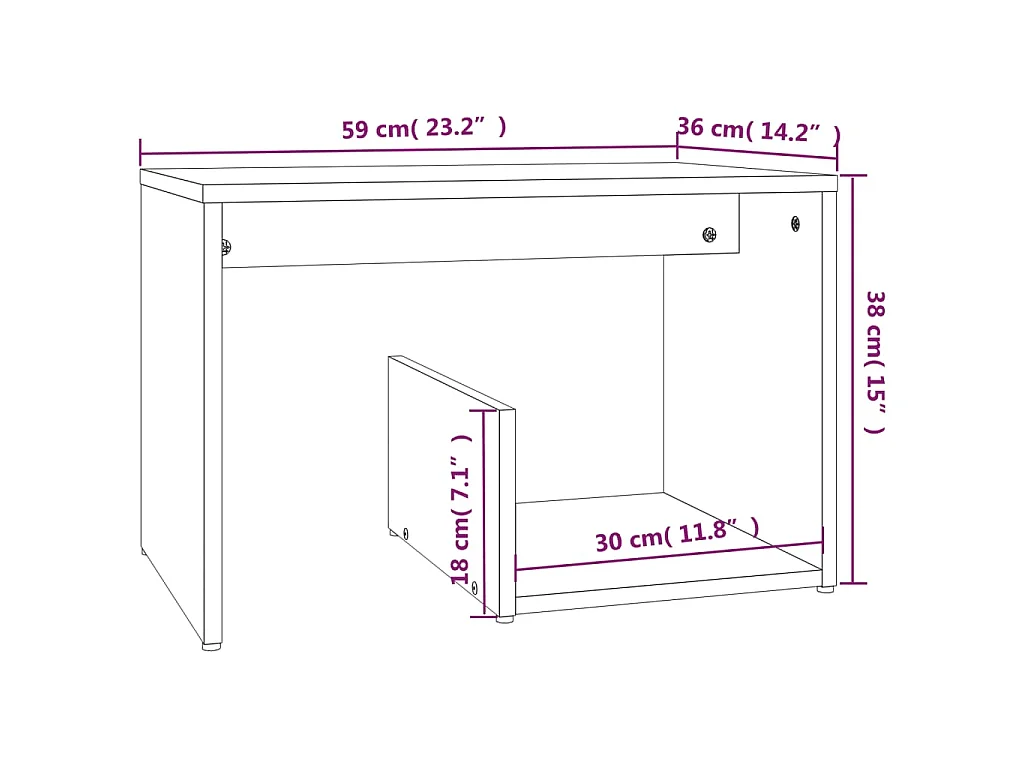 Table d'appoint Chêne fumé 59x36x38 cm Bois d'ingénierie