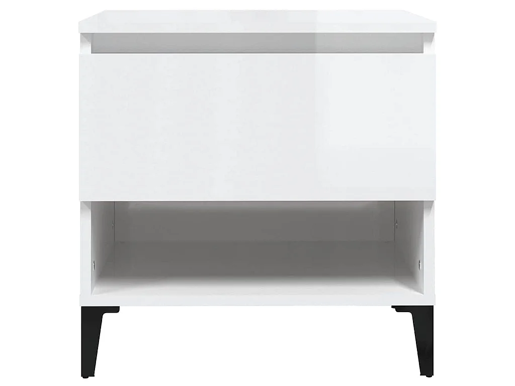 Tavolino Bianco Lucido 50x46x50 cm in Legno Multistrato