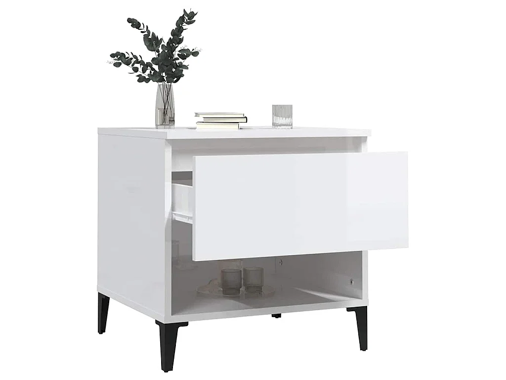 Tavolino Bianco Lucido 50x46x50 cm in Legno Multistrato