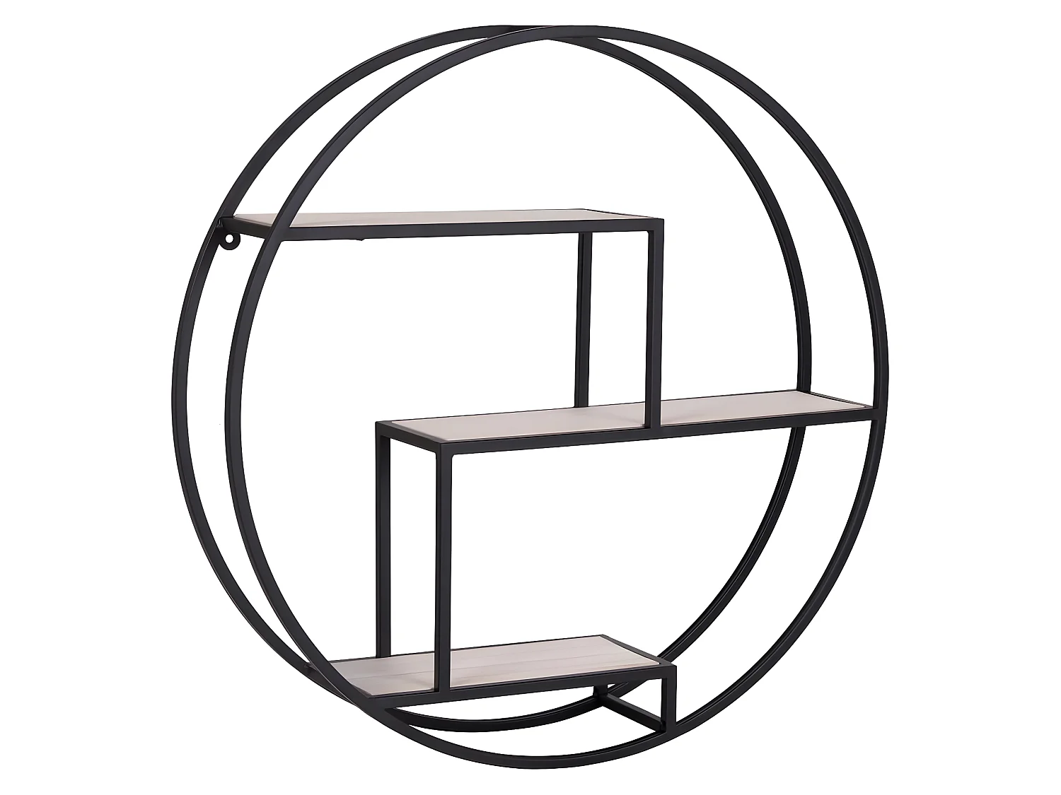 Étagère murale ronde Isa Noir et naturel