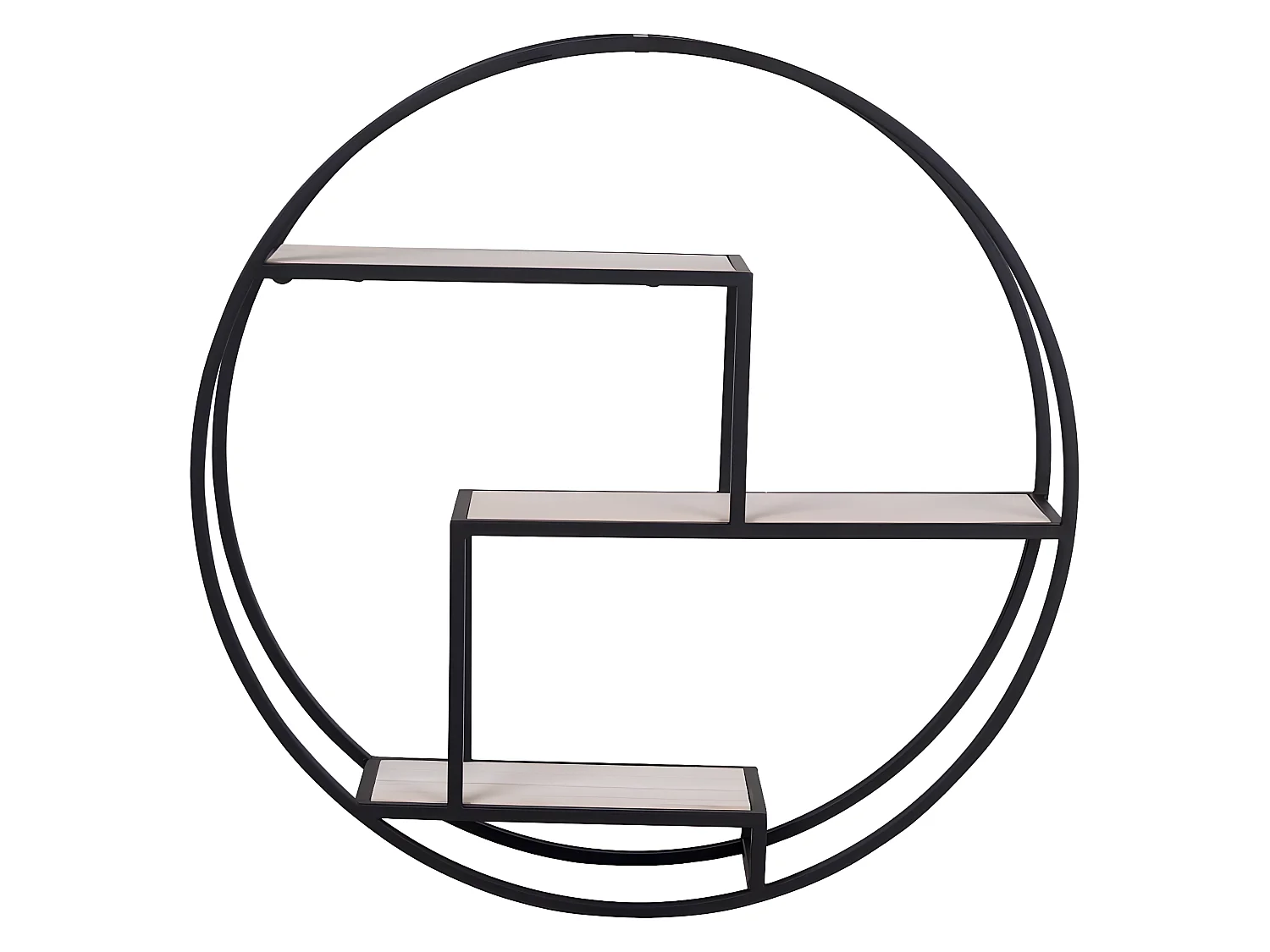 Étagère murale ronde Isa Noir et naturel