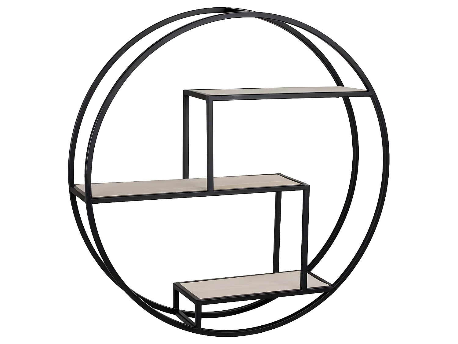 Étagère murale ronde Isa Noir et naturel