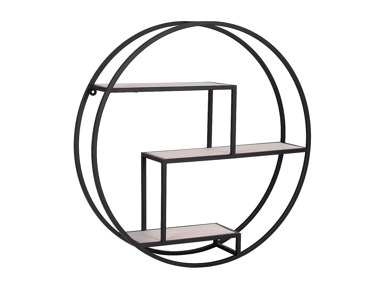 Étagère murale ronde Isa Noir et naturel