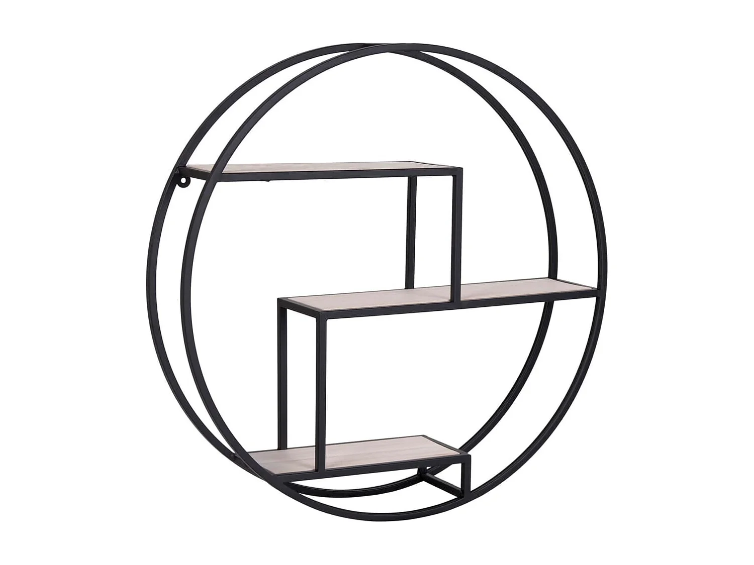 Étagère murale ronde Isa Noir et naturel