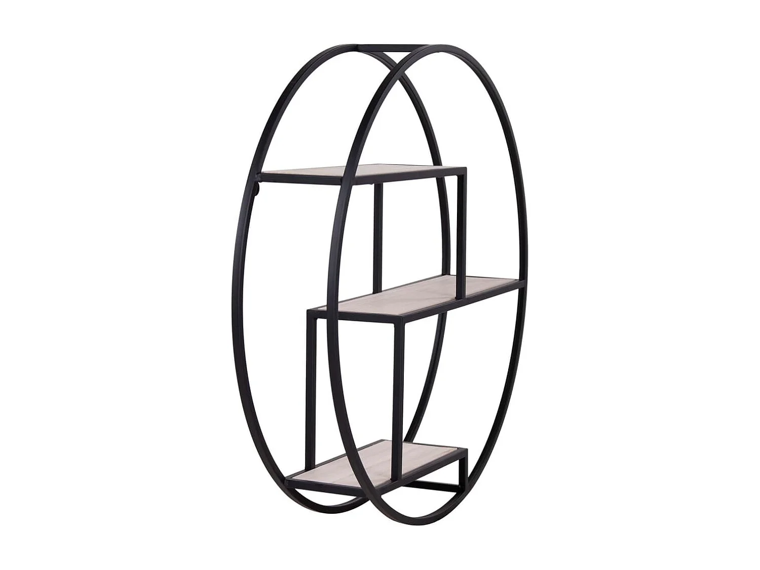 Étagère murale ronde Isa Noir et naturel
