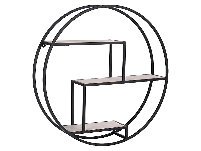 Ronde plank van natuurlijk hout met zwarte lijst Ø 62 x 14 cm