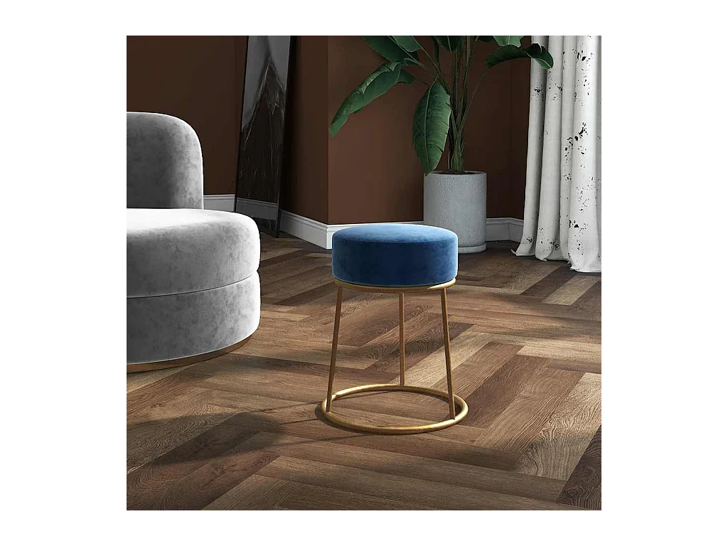 Tabouret rond Bleu Velours