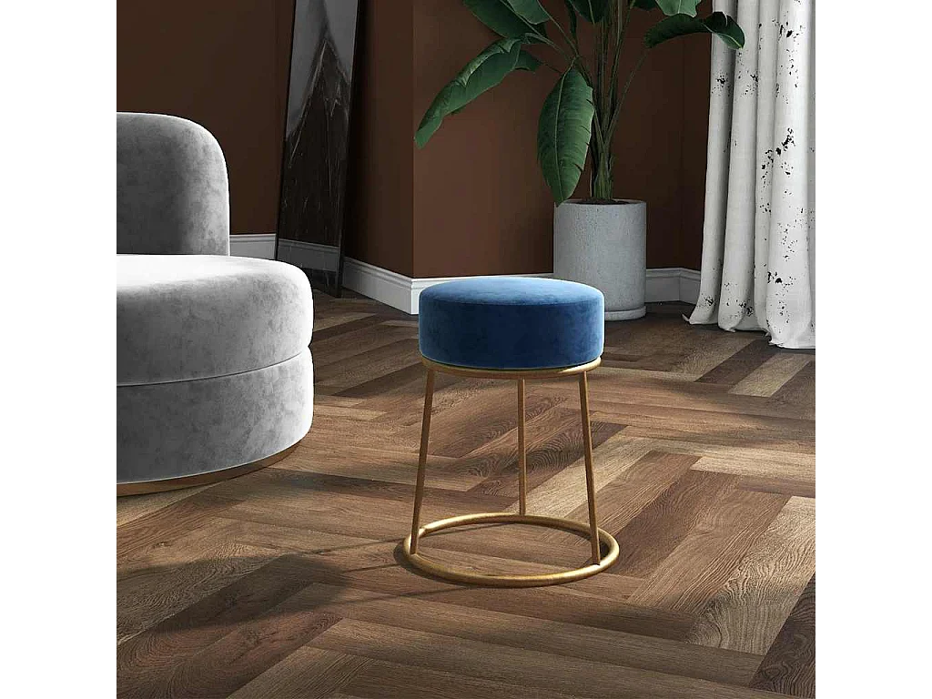 Tabouret rond Bleu Velours