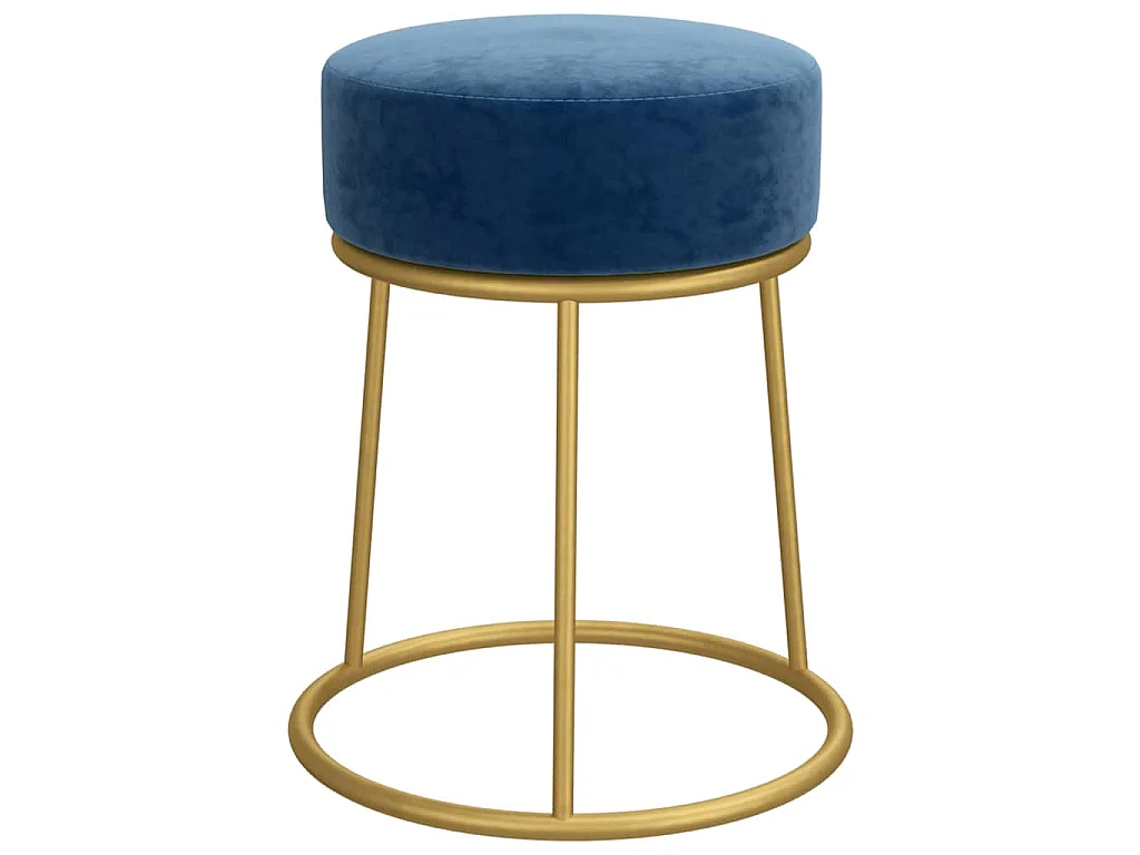 Tabouret rond Bleu Velours