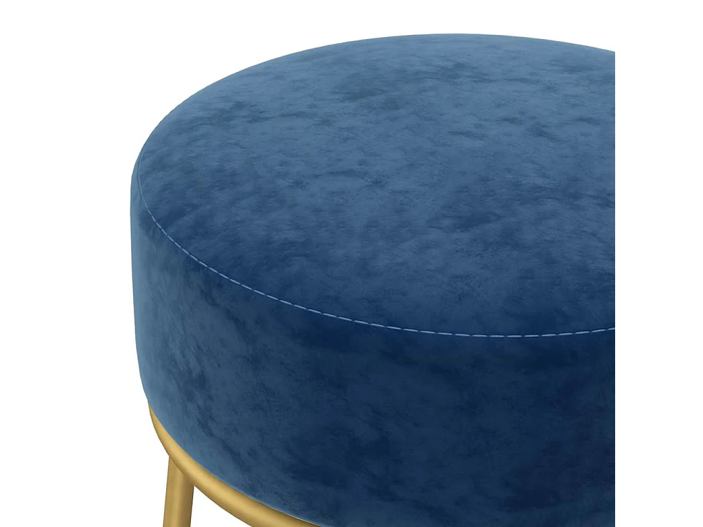 Tabouret rond Bleu Velours