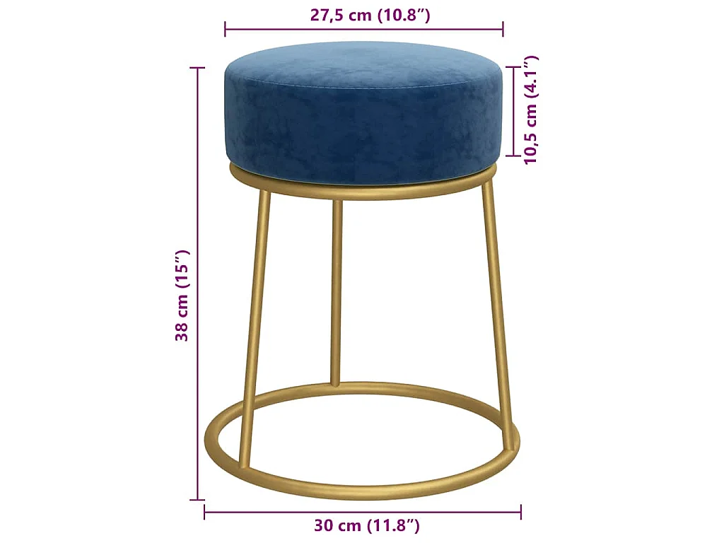Tabouret rond Bleu Velours