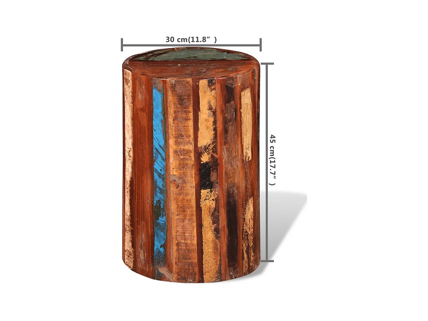 Taburete de madera maciza reciclada