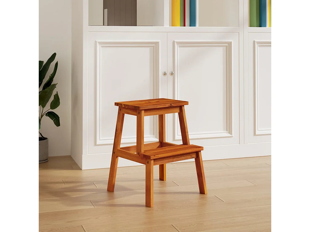 Tabouret-escabeau 2 marches 40x38x50 cm Bois d'acacia solide