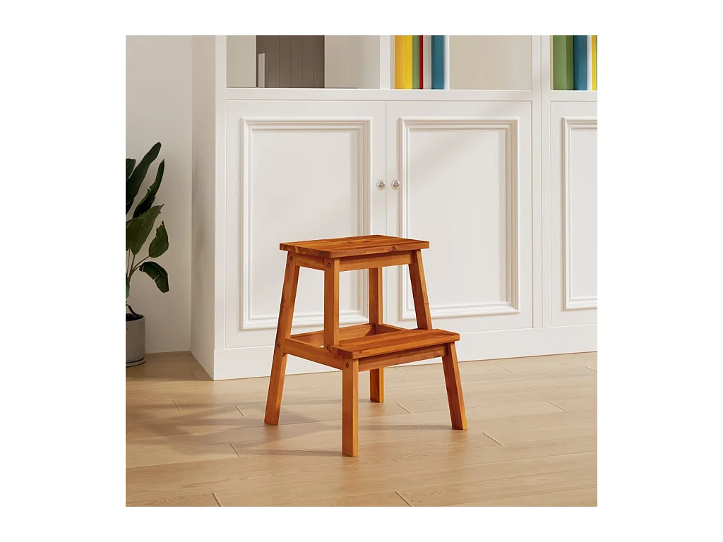 Tabouret-escabeau 2 marches 40x38x50 cm Bois d'acacia solide