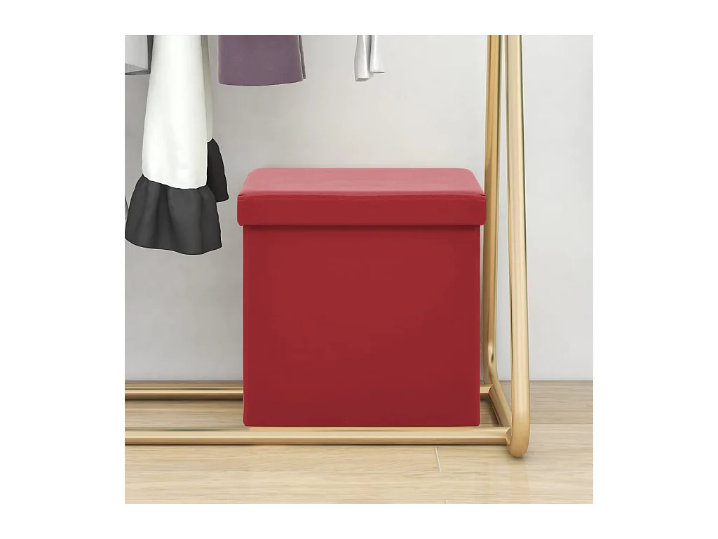 Tabouret de rangement pliable Rouge bordeaux PVC