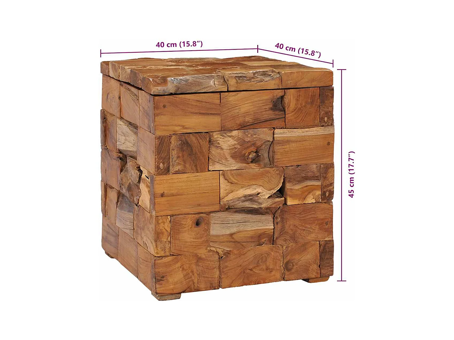 Tabouret de rangement Bois de teck massif