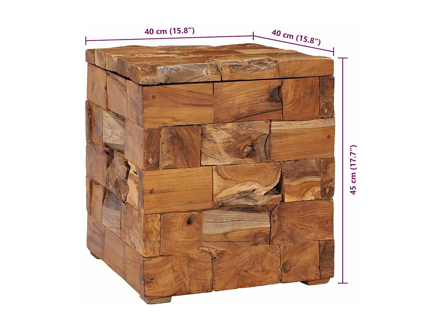 Tabouret de rangement Bois de teck massif