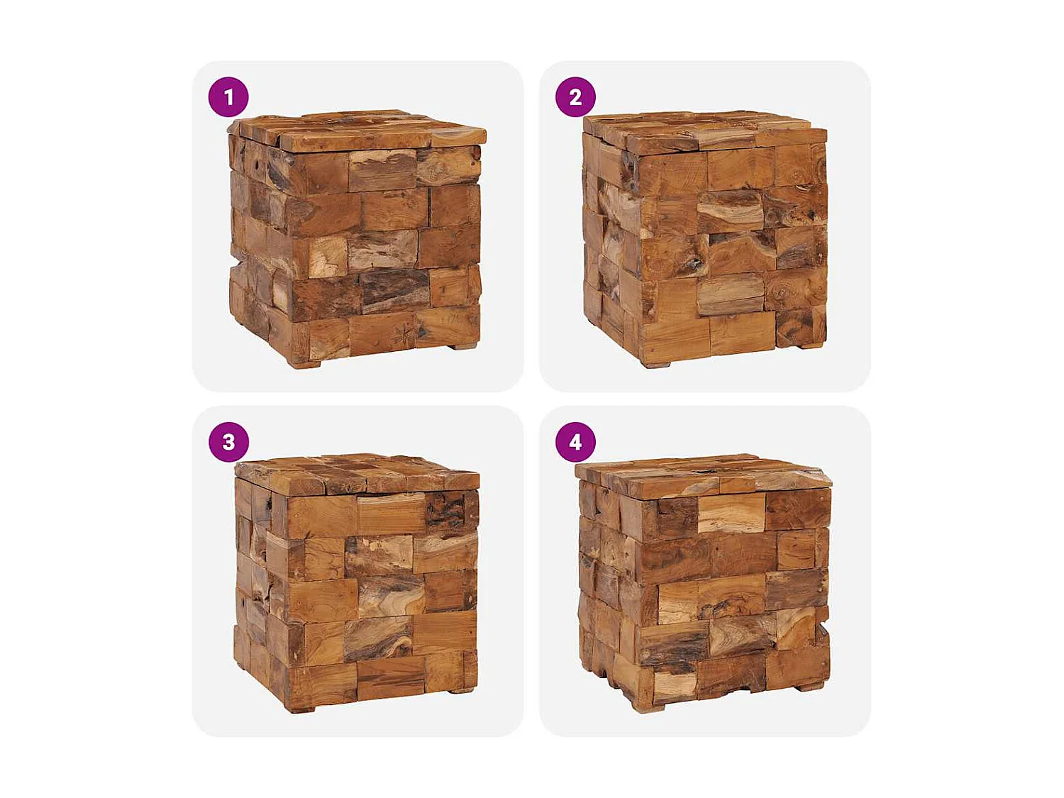 Hocker mit Stauraum Massivholz Teak