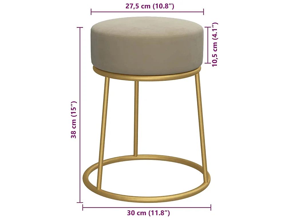 Tabouret rond Gris foncé Velours